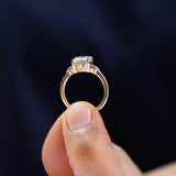 Vintage-Inspired Asscher Cut Moissanite Ring with Floral Engraving, Three Stone Sparkler, Old Mine Cut Stones, Vintage Glamour