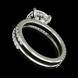 Cushion Cut Engagement Ring With Band, Hidden Halo Ring, Cathedral Shank Rings, Lab Diamond Matching Band, Moissanite Bridal Ring Set