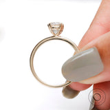 1.5 Ct Solitaire Oval Cut Moissanite Engagement Ring 14k Yellow Gold Single Stone Double Claw Prong Martini Basket Set Promise Ring