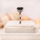 Princess Cut Grey Moissanite Ring, Princess Cut Engagement Ring, 10k/14k/18k White Gold Ring, Simple Wedding Ring, Unique Proposal Ring