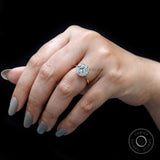 10 MM Brilliant Cut Round Moissanite Ring, Hidden Halo Engagement Ring, 14K Solid Gold Two Tone Ring, Large Stone Ring, Solitaire Ring Women