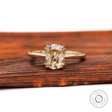 1.5 CT Elongated Cushion Champagne Moissanite Wedding Ring Cathedral Shank Solitaire Ring Unique Color Moissanite Engagement Ring