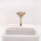 OEC Moissanite Cluster Ring, Vintage Engagement Ring, Georgian Style Ring, Antique Bridal Ring, Yellow Gold Vintage Ring, Claw Prong Ring