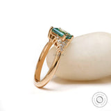 Vibrant Green Moissanite Cluster Ring - Exquisite Yellow Gold Princess Cut Gemstone Ring, Radiant Color Stone Ring