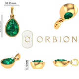 Dark Green Brilliant Cut Pear Moissanite Pendant, 10K Solid Yellow Gold Bezel Set Tear Drop Pendant, Green Stone Pendant
