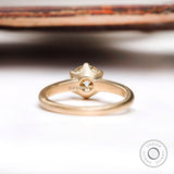 OEC Light Champagne Moissanite Engagement Ring 10k Yellow Gold Brushed Matte Finish Georgian Style  Vintage Solitaire Promise Chunky Ring