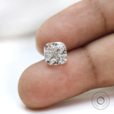 Macro fingertip view of cushion brilliant loose lab diamond