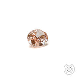 Side tilted view of oval pink diamond showing depth