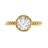 Off White OEC Moissanite Georgian Style Ring 14K Yellow Gold Twisted Rope Shank Wedding Ring Unique Engagement Ring Solitaire Ring Gold