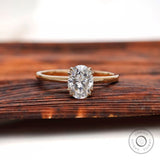 1.5 Ct Solitaire Oval Cut Moissanite Engagement Ring 14k Yellow Gold Single Stone Double Claw Prong Martini Basket Set Promise Ring