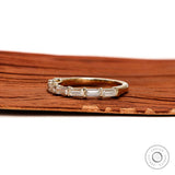 Emerald Cut Moissanite/Lab Diamond Half Eternity Band, Shared Prong Diamond Band, East West Emerald Cut Band, Dainty Stacking Band Gold