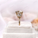 Classic Round OEC Moissanite Ring - Sparkle and Sophistication for Her, Vintage Inspired Three Stone Moissanite Ring - Promise Ring For Her