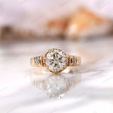 Old European Cut Moissanite Engagement Ring, Claw Prong Set Art Deco Style Vintage Ring, 14k Yellow Gold Ring, 2 Ct Antique Moissanite Ring