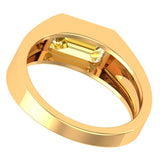 3 Ct Light Champagne Emerald Cut Moissanite Signet Ring, Unique Mens Wedding Ring, 10k/14k/18k Solid Yellow Gold Ring, Mens Anniversary Ring