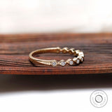 Round Cut Moissanite Floating Eternity Band, 14K White Gold Wedding Band, Women's Anniversary Band, Half Eternity Band, Bubble Wedding Band