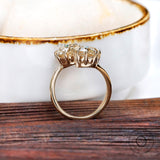 Two Stone Engagement Ring, Champagne Moissanite Ring, OEC Moissanite Ring, Toi Et Moi Ring, Georgian Ring, Double Stone Ring, Gold Rings