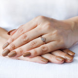 Round Lab Grown Diamond Engagement Ring, 14k Solid Gold Boho/Bohemian Ring, Stack Rings Set, Bridal Ring Set, Dainty Wedding Ring Set