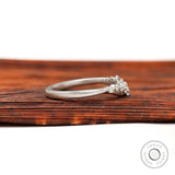 Moissanite Curved Wedding Band Bubble Prong Unique Half Eternity Band 10k 14k 18k White Gold Matt Finish Ring Chevron Stacking Band