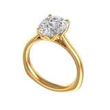 3.1 Ct Elongated Cushion Cut Moissanite Tulip Solitaire Engagement Ring, 14K Solid Yellow Gold Wedding Ring, Floral and Nature Inspired Ring