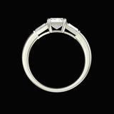 Step Cut Emerald Moissanite Engagement Ring, Three Stone Ring, 10K/14K/18K Solid Gold Ring, Tapered Baguette Side Stones, Gift for Her