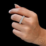 7 Stone Old Mine Cushion Cut With Chunky Pinhole Culet Half Eternity Band, Moissanite Wedding Band, 10K/14K/18K White Gold Band Ring