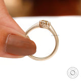 Whimsical Champagne Moissanite Ring - Vintage Inspired, Unique Matte Yellow Gold Band, Old European Cut, Dainty Antique Style