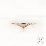 Unique Moissanite Wedding Band Yellow Gold Moissanite Curved Wedding Ring Art Deco Stacking Matching Chevron Ring Nesting Rings For Women