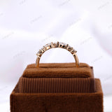 Marquise Cut Moissanite Curved Wedding Band, Half Eternity Band, Rose Gold Matching Band Diamond Stacking Ring, Unique V Shape Band