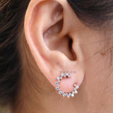 Elegant Bridal Hoop Earrings in Shimmering Gold and Diamonds, Luxurious Lab-Created Diamond Hoop Earrings, Diamond Hoop Studs, Birthday Gift