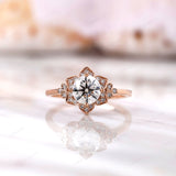 Floral-Inspired Lab Diamond Ring with 1 Ct Sparkle - A Truly Special Rose Gold Engagement Ring, Nature Inspired Rose Flower Promise Ring
