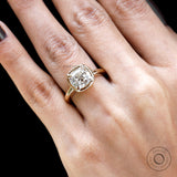 3 CT Old Mine Cut Cushion Lab Grown Diamond Closed Basket Ring Vintage Style Bezel Engagement Ring  10k 14k 18k Gold Chunky Moissanite Ring