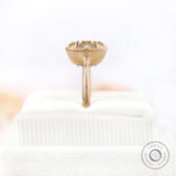 Old Mine Cut Cushion Ring Moissanite, Georgian Engagement Ring, Off White Stone Ring, Brushed Matt Finish Claw Prong Ring, Closed Bezel Ring