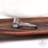 Krupp Cut Emerald Shaped Moissanite Ring, Emerald Cut Engagement Ring, Art Deco Ring, Vintage Ring Gold, Double Claw Prong, 3Ct Antique Ring