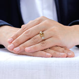 OEC Three Stone Champagne Moissanite Ring, Georgian Style Engagement Ring, Vintage Three Stone Ring For Women, Old Cut 3 Stone Ring