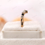 Vibrant V-Shaped Stacking Rings: Round & Marquise Cuts in Stunning Moissanite, Elegant Chevron Design in Solid Gold, Curved Stacking Rings