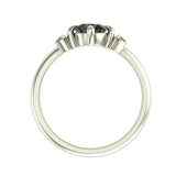 5 MM Brilliant Cut Round Black Moissanite Celestial Style Ring, 10k Solid White Gold Vintage Style Ring, Dainty Black Stone Ring