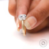 Bezel Set Solitaire Engagement Ring, Vintage Two-Tone Moissanite Engagement Ring Cushion Old Mine Cut Wedding Ring, Anniversary Gift Ring