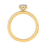 Oval Brilliant Cut Moissanite Engagement Ring, Half Eternity Wedding Band For Women, Oval Solitaire Promise Ring, 14K Solid Yellow Gold Ring