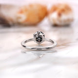 1.6 CT Round OEC Dark Grey Moissanite Vintage Engagement Ring For Her, Grey Stone Ring, Solid White Gold Ring, Antique Old European Cut Ring