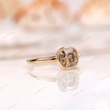 OMC Cushion Champagne Moissanite Ring, Champagne Engagement Ring, Champagne Bezel Ring, Closed Basket Ring, Old Cut Yellow Gold Rings
