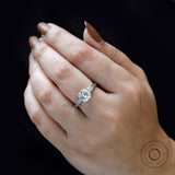 Asscher Three Stone Ring, Old Cut Three Stone Ring, Three Stone Moissanite Ring, Triology Engagement Ring Moissanite, 14k White Gold Ring