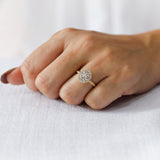 1.5 CT Round Lab Grown Diamond Engagement Ring, IGI Certified, 14k Yellow Gold Halo Wedding Ring, Unique Solitaire Promise Ring, Bridal Ring