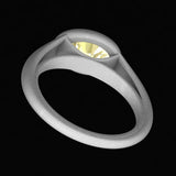 East West Set GHI Oval Cut Moissanite Ring, 10K White Gold Bezel Set Moissanite Ring For Women, Satin Brush Matte Finish, Engagement Ring