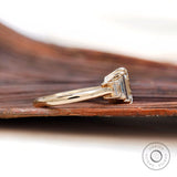 Stunning Emerald Three Stone Moissanite Ring - Perfect for Proposing! Elegant Trilogy Moissanite Ring with Trapezoid Accents