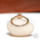 Heart Pink Lab Diamond Cluster Engagement Ring 14k Gold Unique Multi Diamond Knife Edge Milgrain Band Ring Dainty Promise Rings For Women