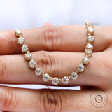 3 MM Old Cut Round Moissanite Necklace, Georgian Style Floating Stone Necklace, 14K Gold Claw Prong Statement Necklace, Layered Necklace