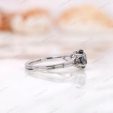 1.7 CT Old Mine Cut Elongated Cushion Grey Moissanite Vintage Engagement Ring for Her, Solitaire Ring, 18K White Gold Ring, Split Shank Ring