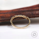 14K Yellow Gold Geometric Hexagon Band Ring, Half Eternity Wedding Band, Moissanite Wedding Band, Diamond Band Women, Dainty Stacking Band