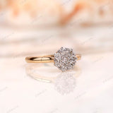 Round Lab Diamond Cluster Ring, 18K Solid Gold Diamond Floral Ring, Unique Cluster Engagement Ring, Everyday Wear Multi Stone Ring