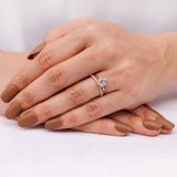 Round Hearts and Arrows Cut Lab Grown Diamond Ring Set IGI Certified Solitaire Hexagon Cathedral Ring With Matching Bubble Band 14k Gold